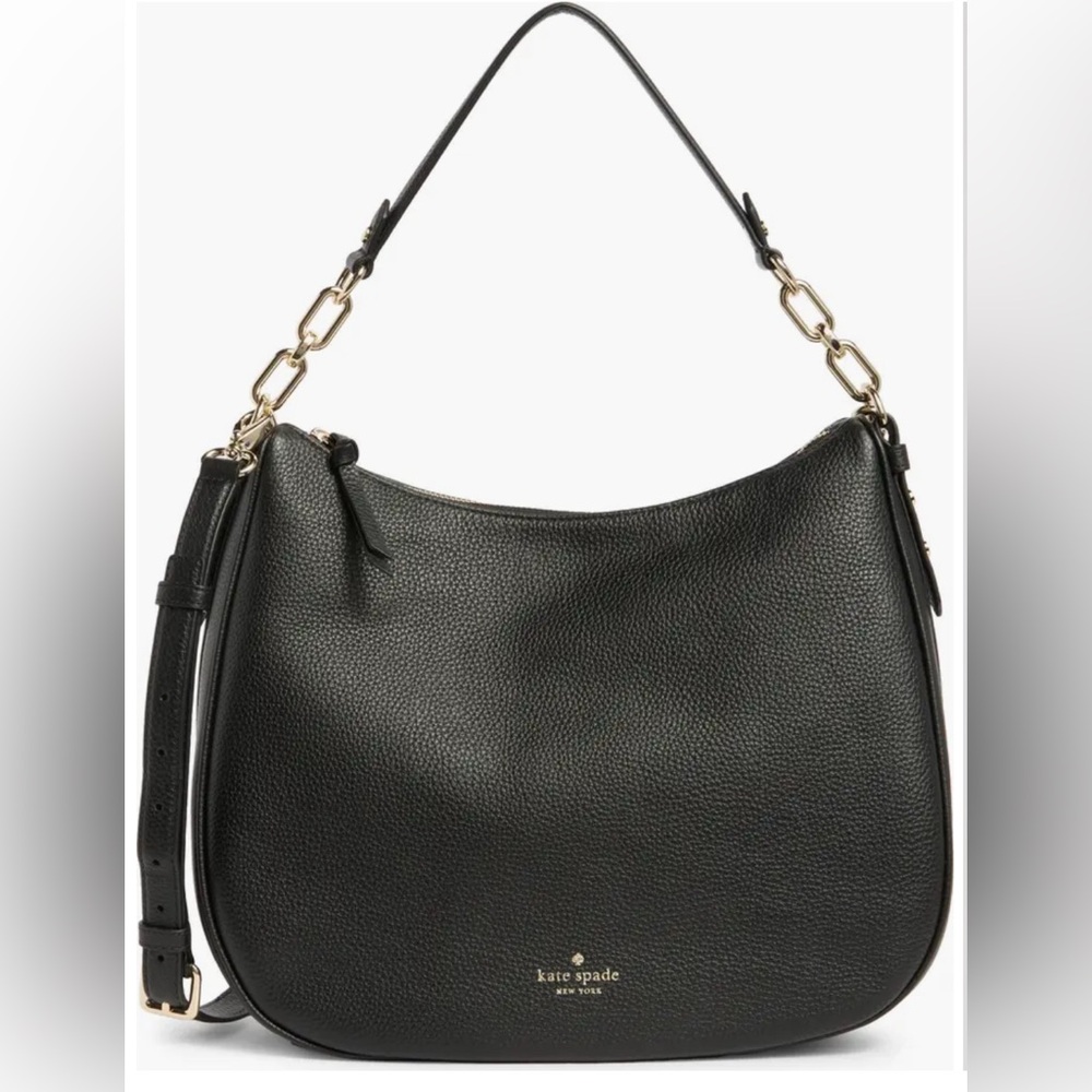 Kate Spade Mulberry Vivian Black Leather Chain Hobo Bag